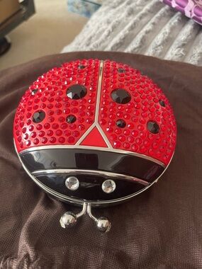 Red Crystal Ladybug Compact Mirror